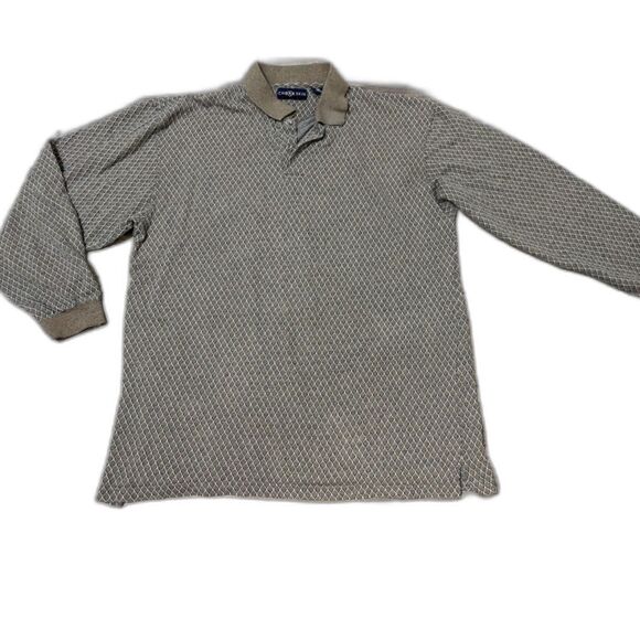 Vtg Chereskin Polo XXL Gray Diamond Print Long Sleeve Textured Knit Casual Retro - Picture 2 of 5